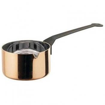Alessi Cintura di Orione“ Stielkasserolle mit Deckel aus Edestahl 18/10 und Kupfer 10,0cm, Dorado