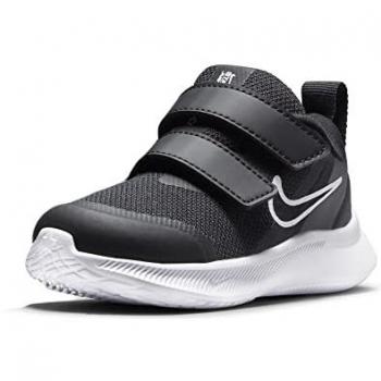Nike Zapatillas Running Star Runner 3 Tdv para niño en color negro, modelo unisex, talla 19.5 EU, con diseño Black Dark Smoke Grey White