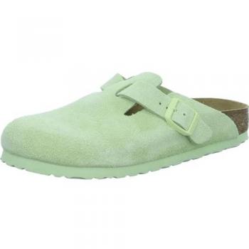 Birkenstock Boston Faded Lime Suede Leather Clogs Size: 40, Colour: Gr - female