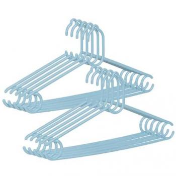 Pack de 10 Perchas de Plástico Duro - Perchas de Polipropileno con Barra para Ropa - Organizador Azul para Armario (40 x 0,7 x 19 cm)