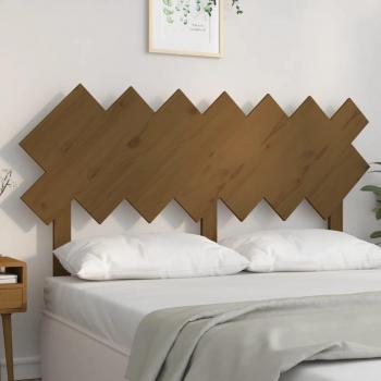 Cabecero de cama de madera maciza de pino en color marrón miel, dimensiones 151,5x3x81 cm