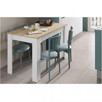 Mesa de Cocina Kina - Roble Canadiense/Blanco Natural, 109 x 67 x 78 cm, Mesa Pequeña