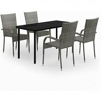 Juego de Comedor para Jardín 5 Piezas Gris y Negro