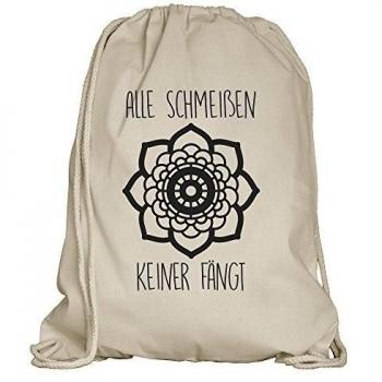 Shirtdepartment® Mochila de deporte con muchos frases y motivos divertidos, color natural y arena, No atrapa todas las forjas.