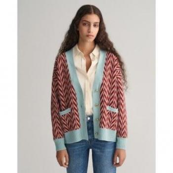 Cárdigan Gant para mujer con diseño de espiga granate y multicolor