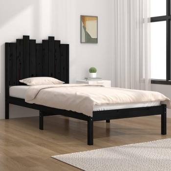 Estructura de cama individual de madera maciza de pino negra 75x190 cm 2FT6