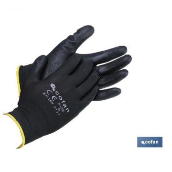 Guante de Poliéster 100% Impregnado de PU Negro Talla 10 - Seguridad