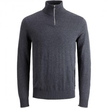 Jack & Jones Emil Half-Zip Knit Sweater - Dark Grey Melange for Men