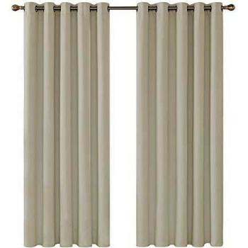 Deconovo Opaca Cortina Térmica Aislante y Ruido Reducción con Ojales 2 Piezas 168 x 183 cm Beige Claro