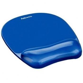 Fellowes 91141 Crystal Gel Mousepad Wrist Support Blue