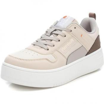 Zapatillas de Lona para Mujer Refresh con Cordones, Suela Blanca de Goma, Color Beige/Nude, Talla 40