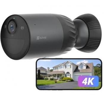Cámara de Seguridad IP Exterior EZVIZ BC1c 4K - Resolución 3840 x 2160 píxeles, Batería de 10400mAh, Visión Nocturna a Color, Detección