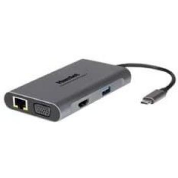Docking Station USB-C 85W con Power Delivery, 3 x USB 3.2, HDMI, VGA y LAN - Gris