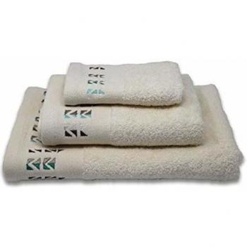 DHestia - Juego de 3 Toallas de Baño Jacquard 100% Algodón 450 gr/m2. Tocador, Lavabo y Toalla Ducha. Cairo
