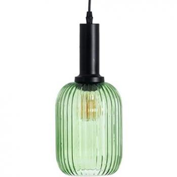 Lámpara Colgante de Techo Cristal y Metal Verde 14 x 14 x 32 cm - Diseño Elegante