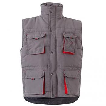 Chaleco industrial acolchado bicolor multibolsillos Velilla gris/rojo talla M