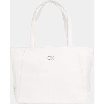 Bolso Calvin Klein - Tote grande con cremallera, color blanco, talla única