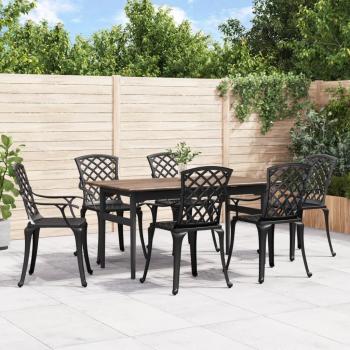 6-Piece Black Cast Aluminum Garden Chair Set