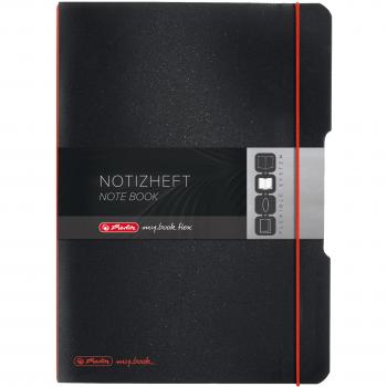 Cuaderno Herlitz my.book flex A4, 80 hojas (40 rayadas y 40 cuadriculadas), cubierta de PP negra, perforado, con cierre elástico y tapa intercambiable