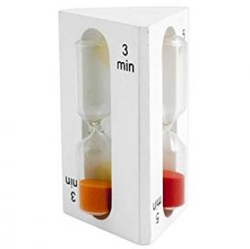 HOME Reloj de Arena 1 – 3-5 Minutos, Madera, Blanco, 5 x 5 x 9 cm