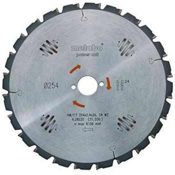 Metabo Hoja de sierra Power Cut Wood - Professional, 254x30 mm, Dente 24, Inclinación 5° negativa (628220000)