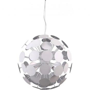 Lámpara colgante moderna Mailone White, plata arenada, 6 luces, pantalla plateada satinada, E14