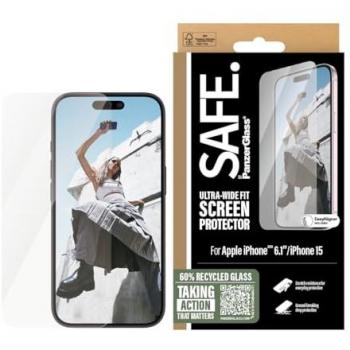 Protector de Pantalla PanzerGlass SAFE para iPhone 16/15 - Ultra-Wide Fit, Antirrayaduras y Antichoque