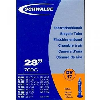 Schwalbe Dv17 - Recámara Para Bicicleta con Válvula Rápida, 28, 37-622 Mm, 28 X 1,4