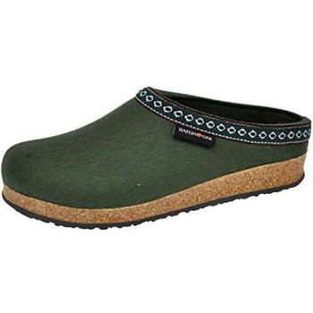 Zapatilla Haflinger Franzl de lana cocida para mujer en verde