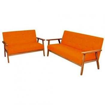 vidaXL Set Sofás 2 Piezas Tela Amarilla Sillón Asiento Silla Mueble Mobiliario