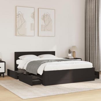 Estructura de cama con cabecero sin colchón negro 120x200 cm
