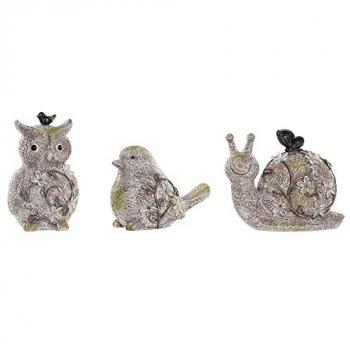 Figura Decorativa DKD Home Decor Verde Rosa Natural Animales Shabby Chic 20,5 x 10 x 17 cm (3 Piezas)
