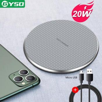 Cargador Inalámbrico Rápido GYSO 20W Qi para iPhone, Samsung, Huawei y Xiaomi