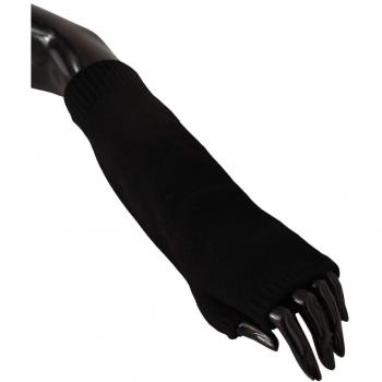 Dolce & Gabbana Black Knitted Fingerless Elbow Length Gloves - Size 7.5/S