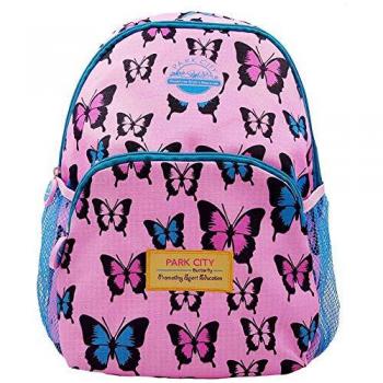 Mochila Infantil Oxford Resistente al Agua con Diseño de Mariposas, Asas Ergonómicas, 31 cm, Color Rosa