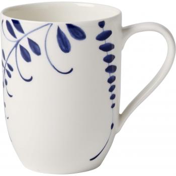 Villeroy & Boch Vieux Luxembourg Brindille Coffee Mug, Premium Crockery in Blue, 370 ml, Porcelain, White, Mug with Handle
