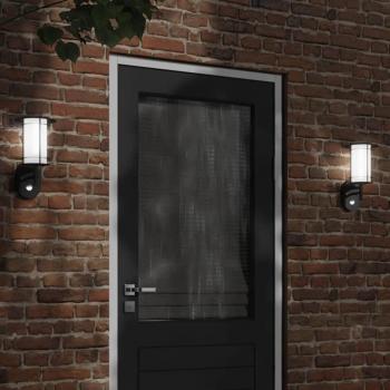 Apliques de exterior con sensor 2 uds acero inoxidable negro Vidaxl