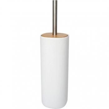 Laroom Escobillero, Dolomite y Madera-Metal Handle, Blanco