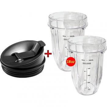 Juego de 2 tazas de 18 oz con tapas Sip N Seal, repuestos para licuadoras Nutri Ninja Auto-iQ y Duo