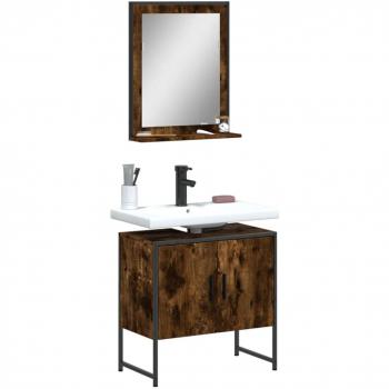 Conjunto de muebles de baño 2 piezas de roble ahumado de madera multicapa