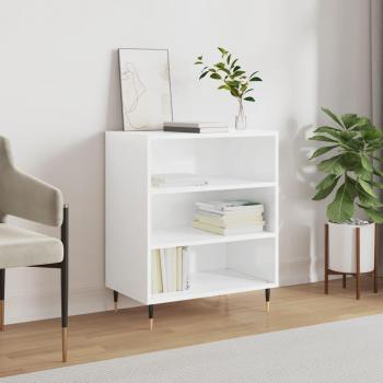 Aparador de madera de ingeniería blanco brillante 57x35x70 cm, mueble de almacenaje de salón, armarios con puertas, cajón de madera, buffet para salón moderno, armario auxiliar, armario de almacenamiento