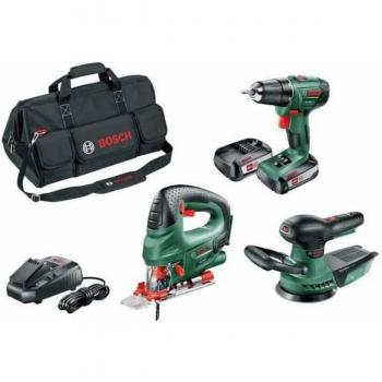 Set de taladro y accesorios Bosch PSR 1800 LI 18 V, incluye taladro a batería de 18 V, tecnología Lithium-Ion, batería de larga duración, cargador rápido, diseño ergonómico, función de percusión