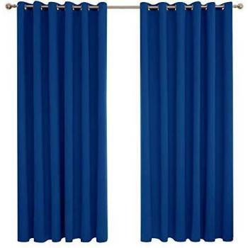 Deconovo Cortinas de Salón Habitacion Opacas Térmicas Aislantes Dormitorio para Habitacion Moderna con Ojales 2 Piezas 229 x 274 cm Azul Oscuro
