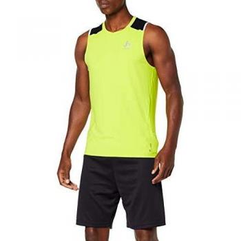Odlo Bl Top Crew Neck Tank Zeroweight Ceramic Camiseta, Hombre, Acid Lime/Black, L