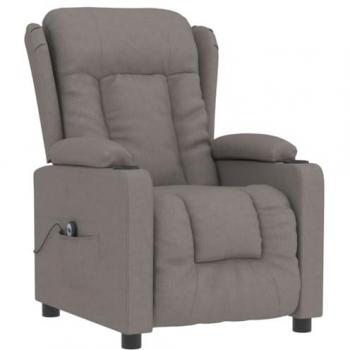 Sillón reclinable eléctrico de tela gris taupé