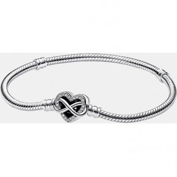 Pulsera Pandora Moments cadena de serpiente con cierre corazón infinito brillante