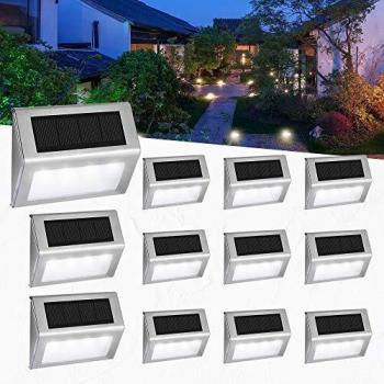 Luces Solares para Exterior Jardín 4LED Easternstar, Lámparas Solares impermeable, Iluminación exterior solar, panel solar del acero inoxidable,Utilizado para escaleras,jardín,patio,pared