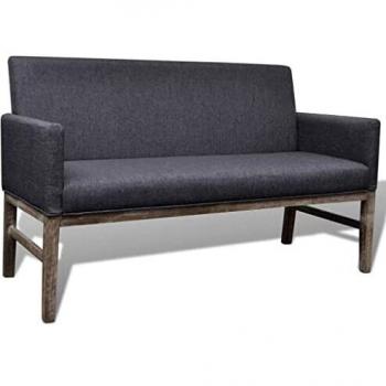 vidaXL Banco Acolchado de Madera de Caucho, Gris Oscuro