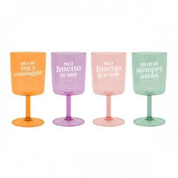 Set de 4 Copas de Vino Mr Wonderful Para Brindar por Mil Motivos - 10x10x12 cm
