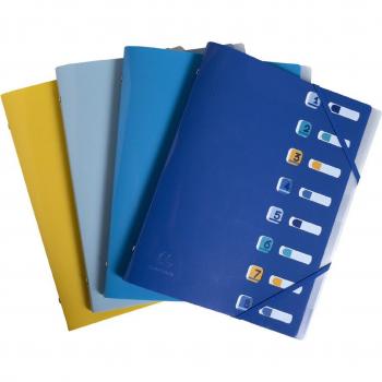 Clasificadores con 3 solapas Bee Blue, Tamaño: 25x32 cm para A4, Colores surtidos - Carpeta organizadora EXACOMPTA Bee Blue, DIN A4, PP, 8 compartimentos